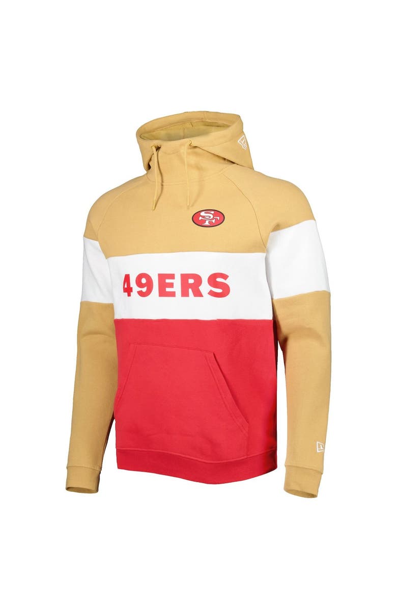 New Era Men's New Era Gold/Scarlet San Francisco 49ers Colorblock Current Pullover Hoodie, Alternate, color, 