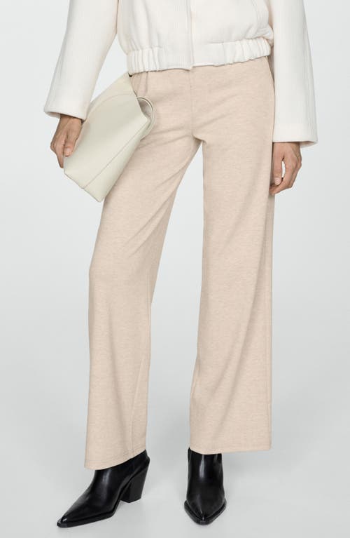 Shop Mango Pull-on Knit Wide Leg Pants In Beige