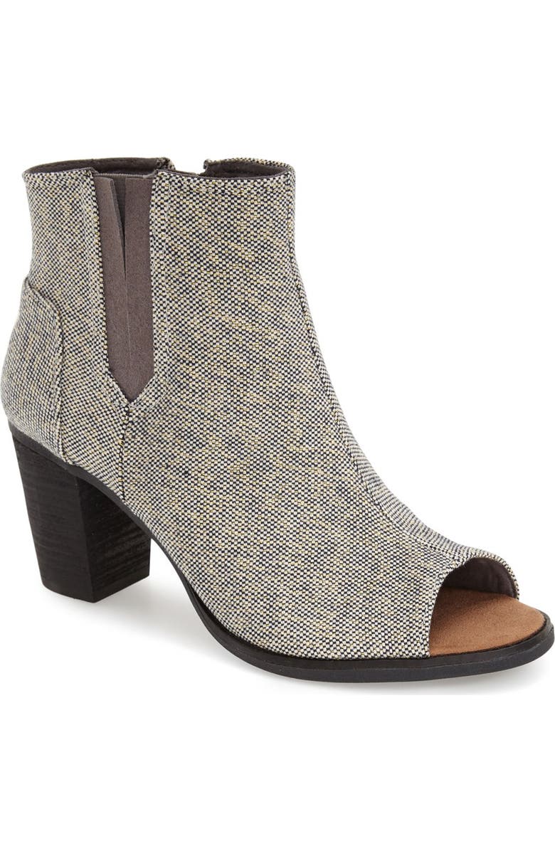 TOMS 'Majorca' Metallic Peep Toe Bootie, Main, color,