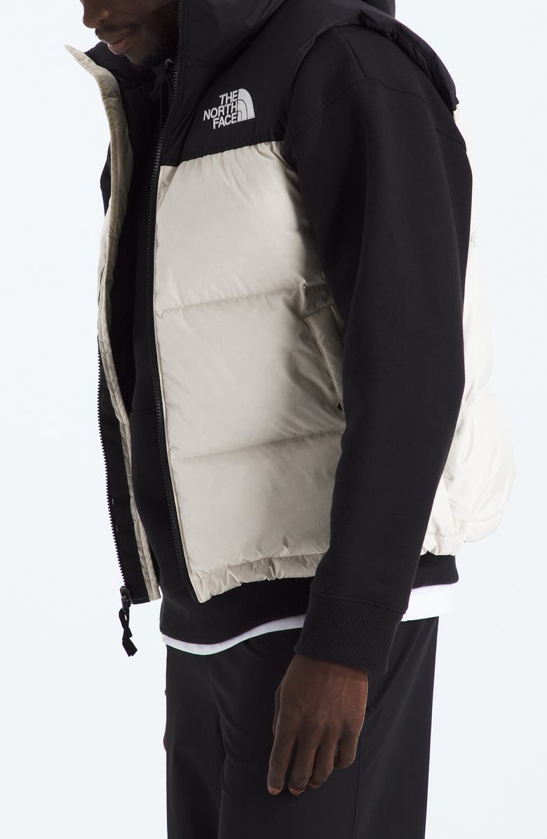 The North Face 1996 Retro Nuptse Water Resistant Down Puffer Vest, Alternate, color, White Dune/ Tnf Black R