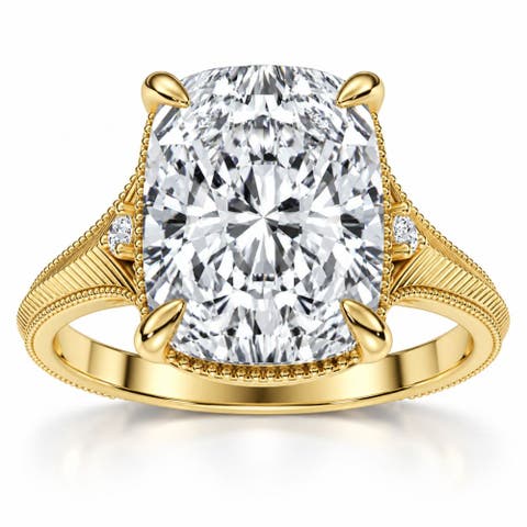 Certified 5Ct Taylor Elongated Cushion Engagement Ring 14k Gold Lab Grown