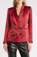 L'AGENCE Colin Floral Double Breasted Silk Blazer