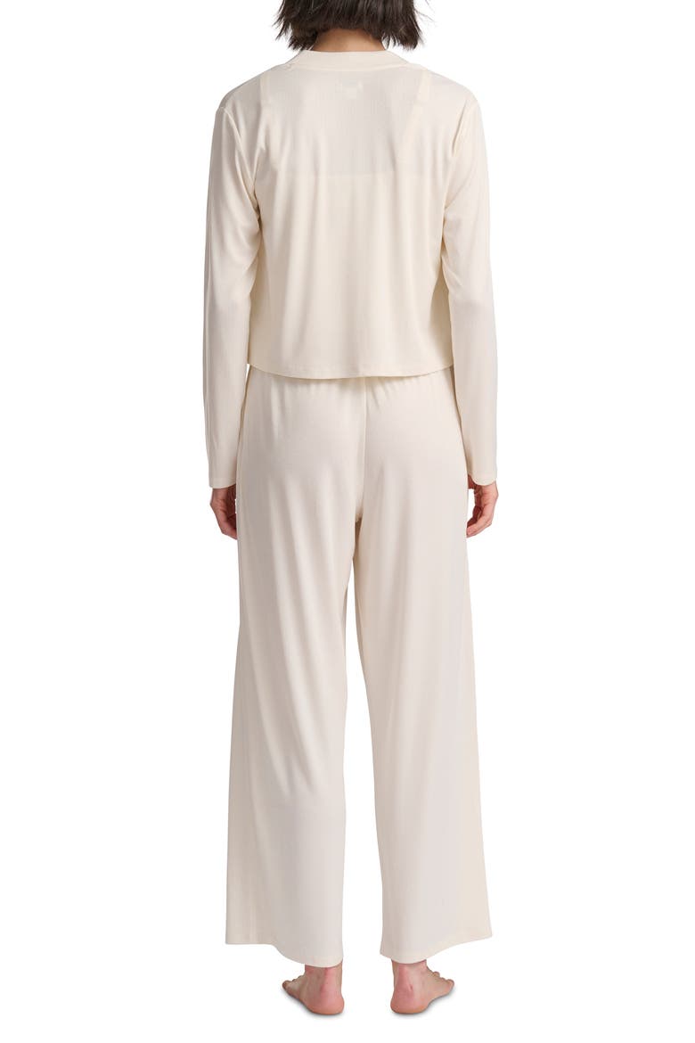 Pointelle Cardigan, Camisole & Pants Pajamas, Alternate, color, EGGNOG