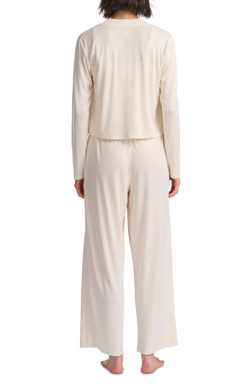 Splendid Pointelle Cardigan, Camisole & Pants Pajamas In Yellow