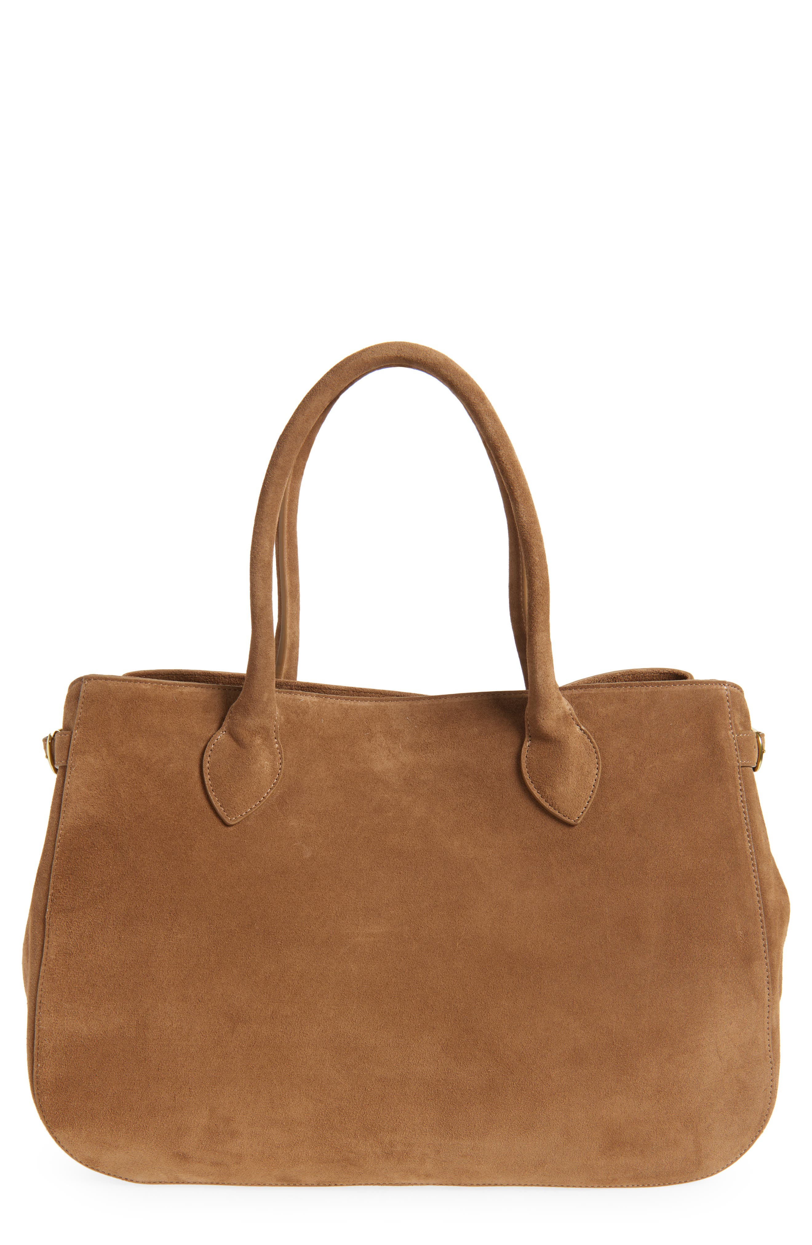 Reformation Large Patrizia Suede Satchel, Main, color, Farro Suede