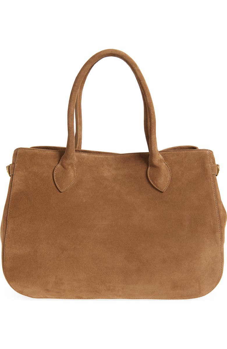 Reformation Large Patrizia Suede Satchel, Main, color, Farro Suede