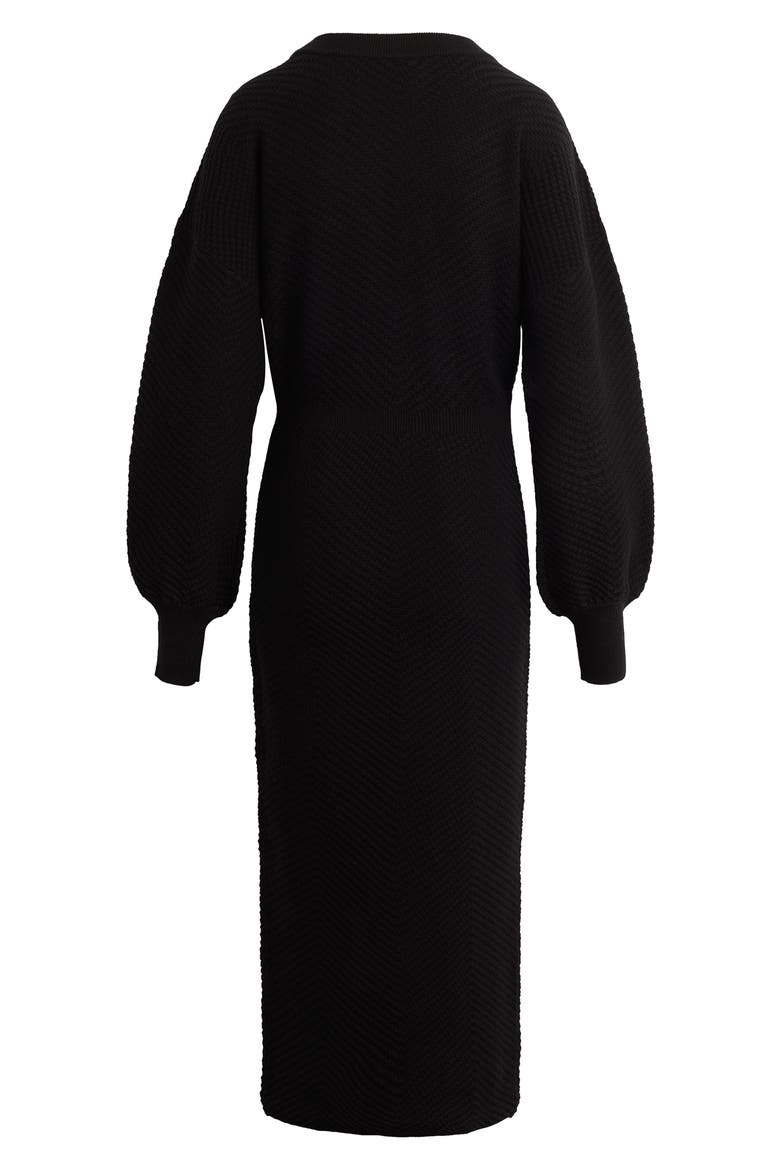 The Ava Texture Long Sleeve Maxi Dress, Alternate, color, BLACK