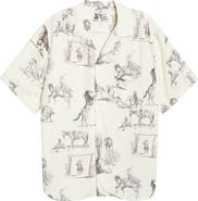ONE OF THESE DAYS Charcoal Montage Cotton Camp Shirt