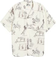 ONE OF THESE DAYS Charcoal Montage Cotton Camp Shirt