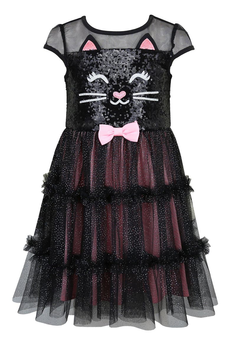 Kids' Sequin Kitty Tutu Dress, Main, color, BLACK/ BLUSH