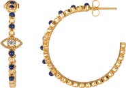 Karma and Luck Evil Eye Lapis Gold Plated Women's Hoop Earrings - Truth Seeker