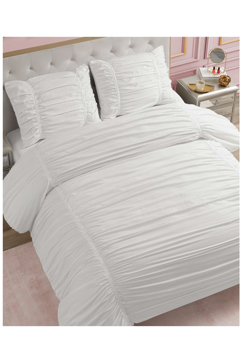 Ribbon Ruched Comforter & Sham Set, Alternate, color, WHITE