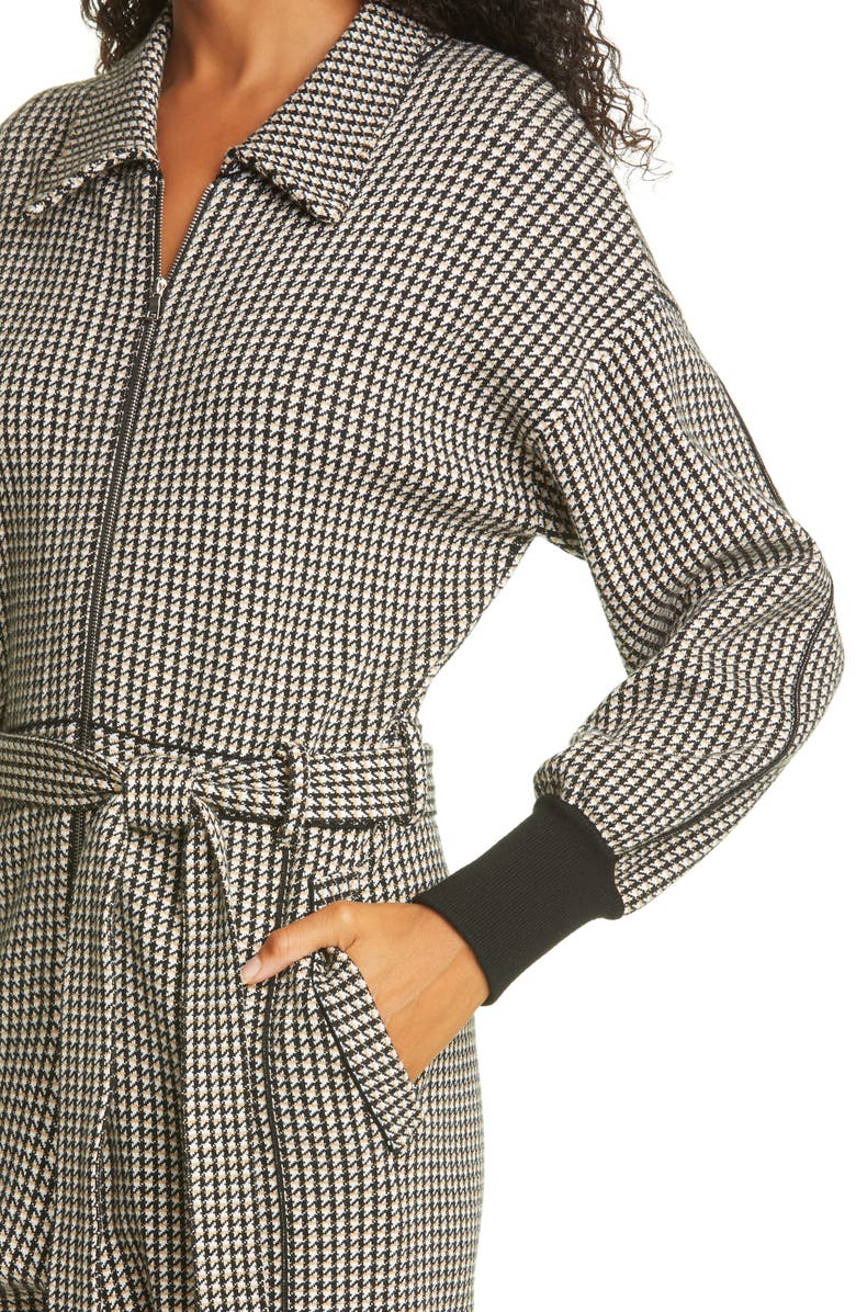 Simkhai Jonathan Simkhai Annabelle Houndstooth Check Long Sleeve Knit Jumpsuit, Alternate, color, 