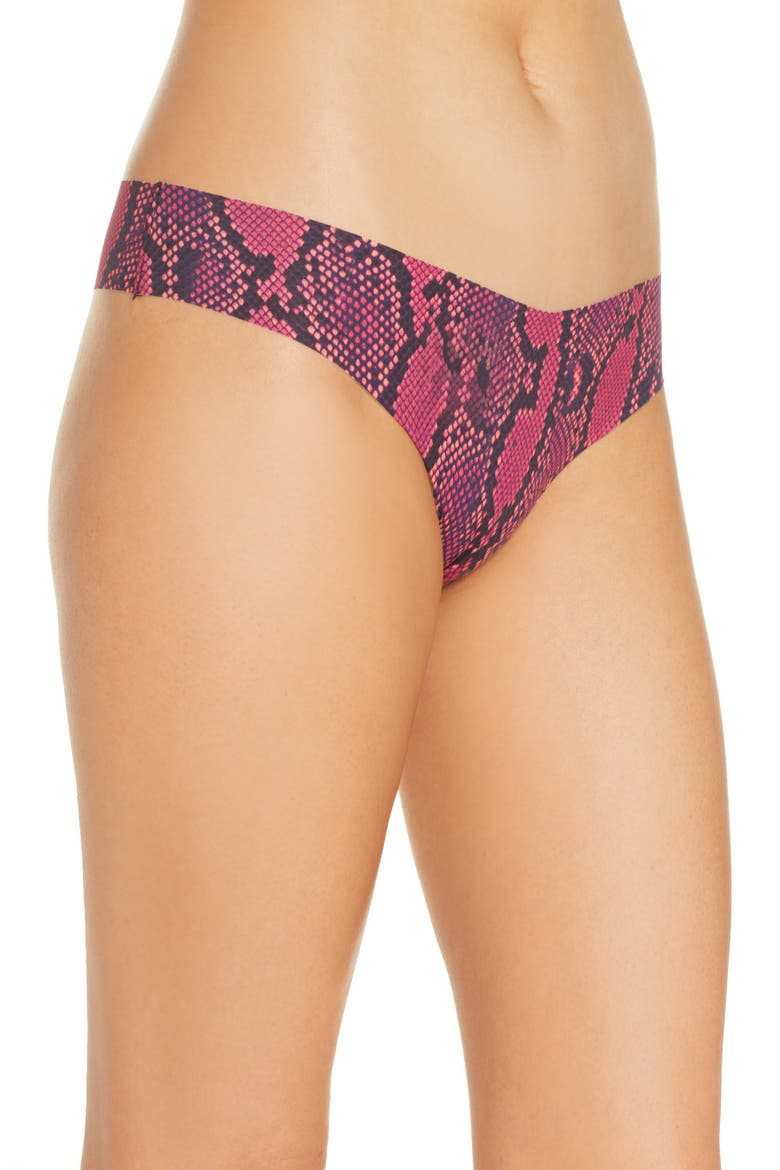 Print Microfiber Thong, Alternate, color, PINK MAMBA