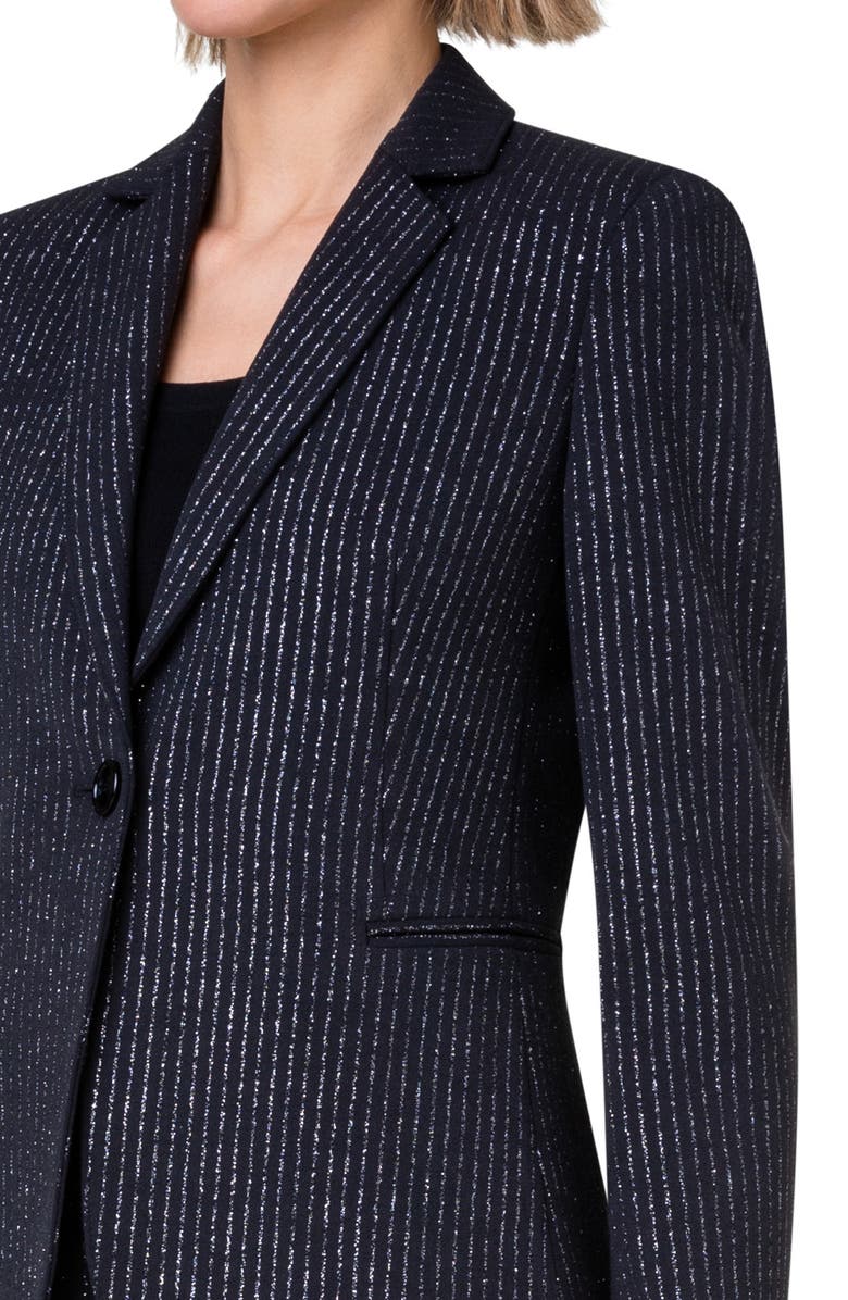 Akris punto Metallic Pinstripe Jacket, Alternate, color, 098 Black-Metallic