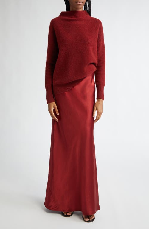 Vince Boiled Cashmere Funnel Neck Pullover In Ruby Ink
