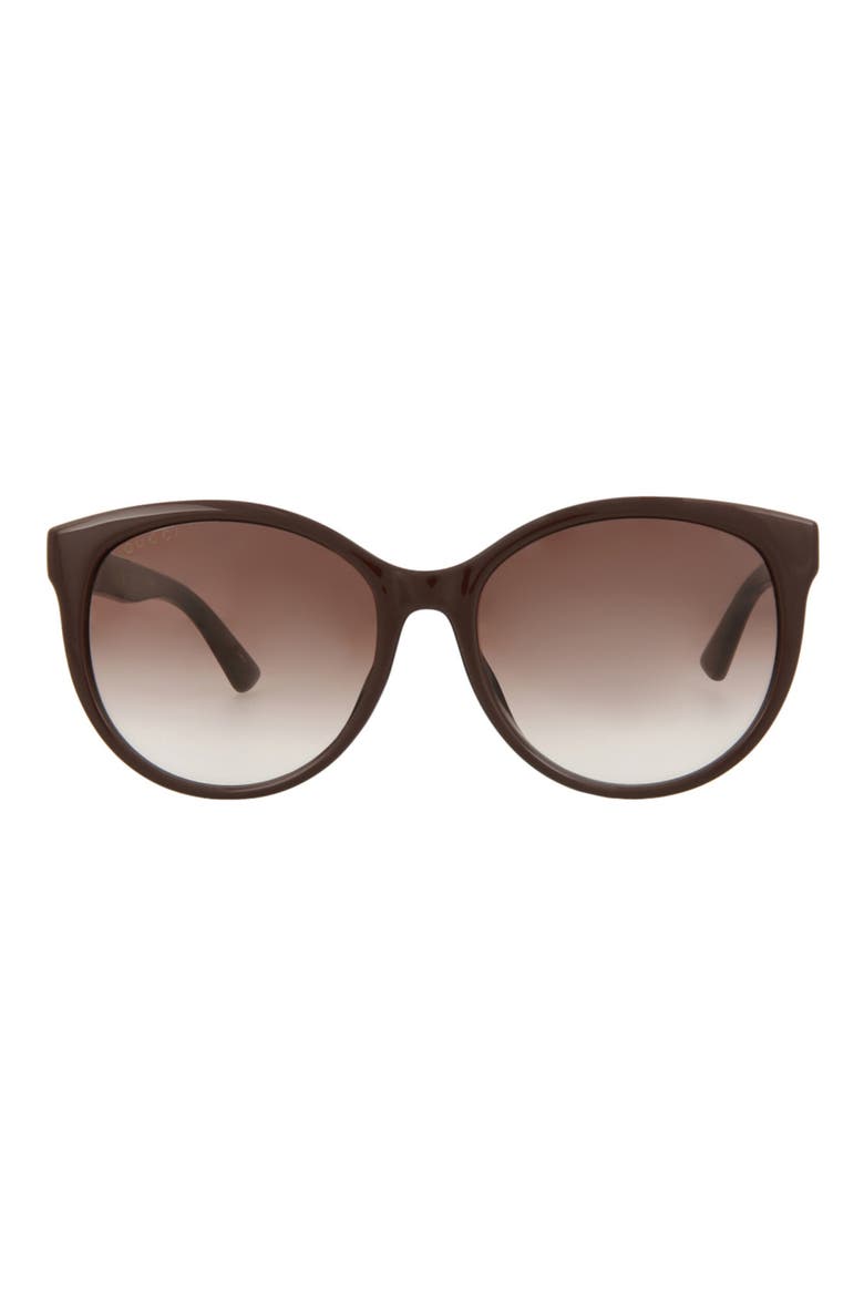 56mm Round Sunglasses, Main, color, BROWN BROWN BROWN