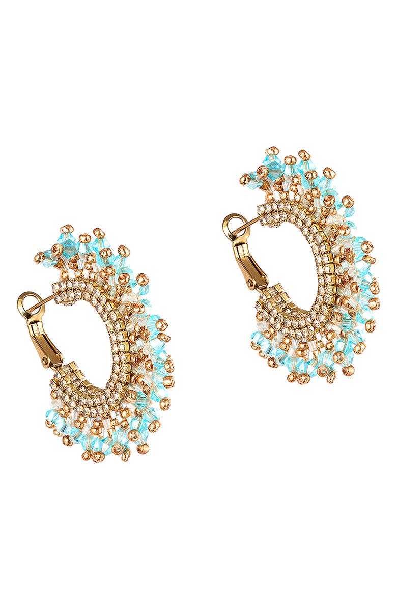 Deepa Gurnani Sierra Hoop Earrings, Main, color, Turquoise