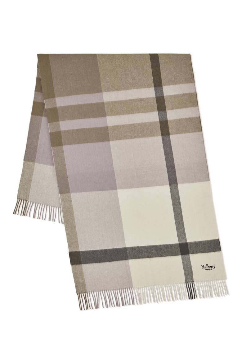 Check Merino Wool Scarf, Main, color, EGGSHELL/ OLIVE