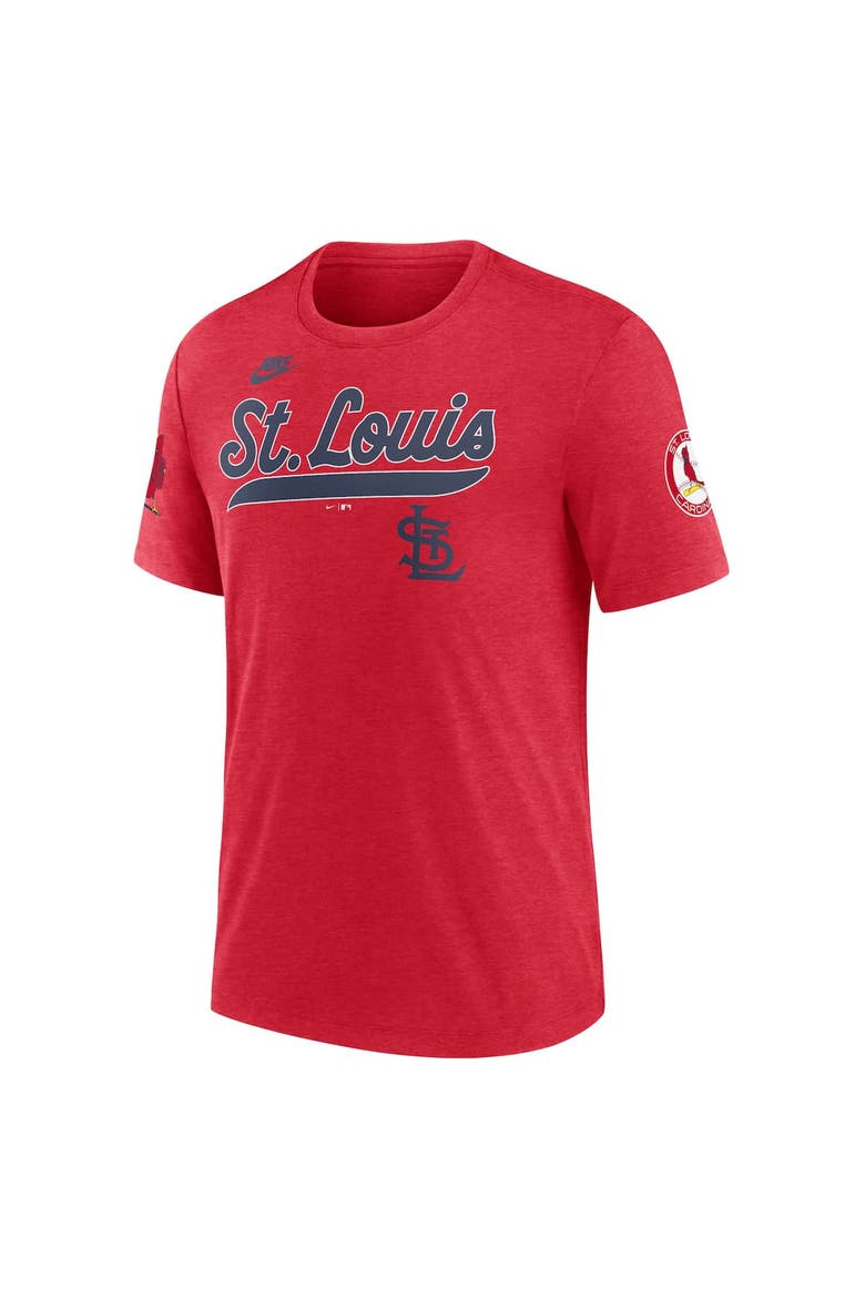 Men's Nike Heather Red St. Louis Cardinals Cooperstown Collection Eras Tri-Blend T-Shirt, Alternate, color, Heather Red