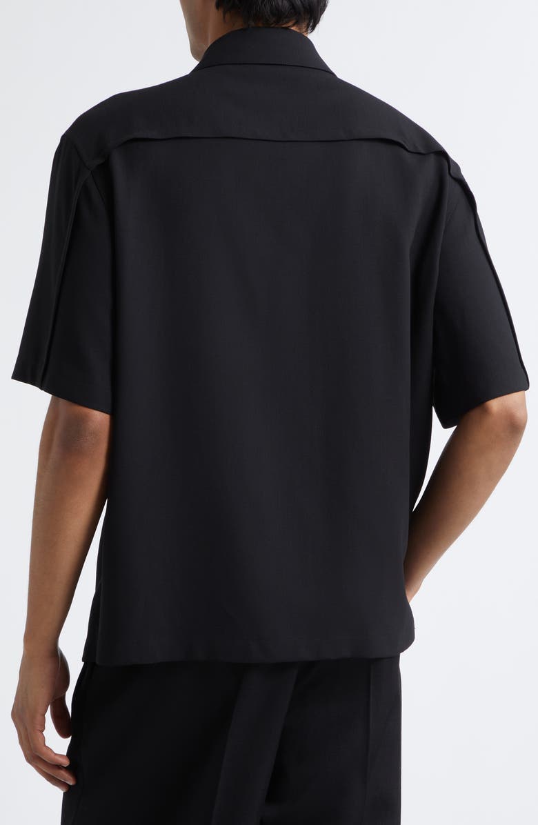 Givenchy Utility Zip Front Wool Shirt, Alternate, color, Black
