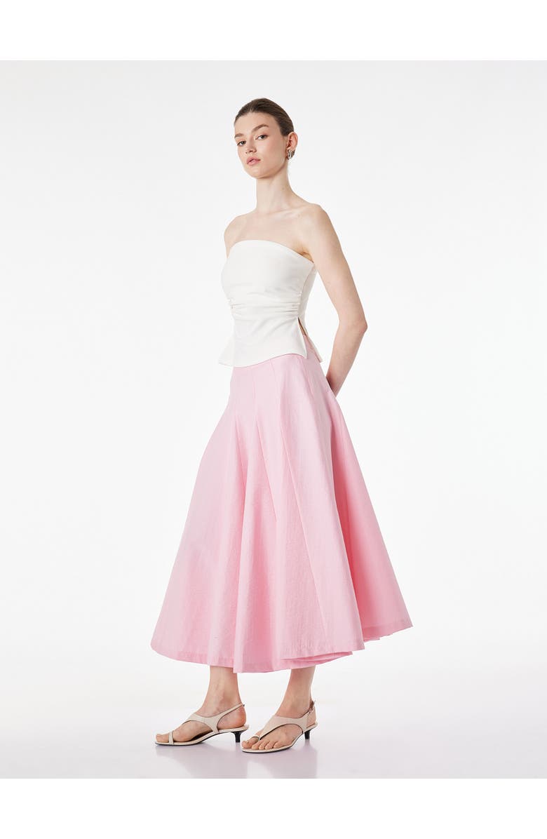 ZDNU 81041892 A-Line Pleated Cotton Midi Skirt, Main, color, Pink