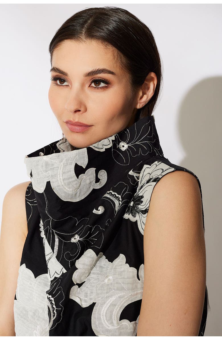 Natori Cressida Applique Funnel Shift Dress, Alternate, color, Black