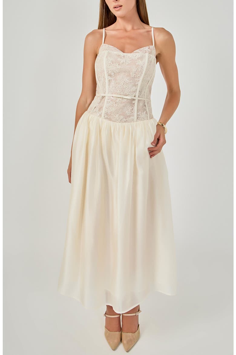 Lace Corset Midi Dress, Alternate, color, CREAM
