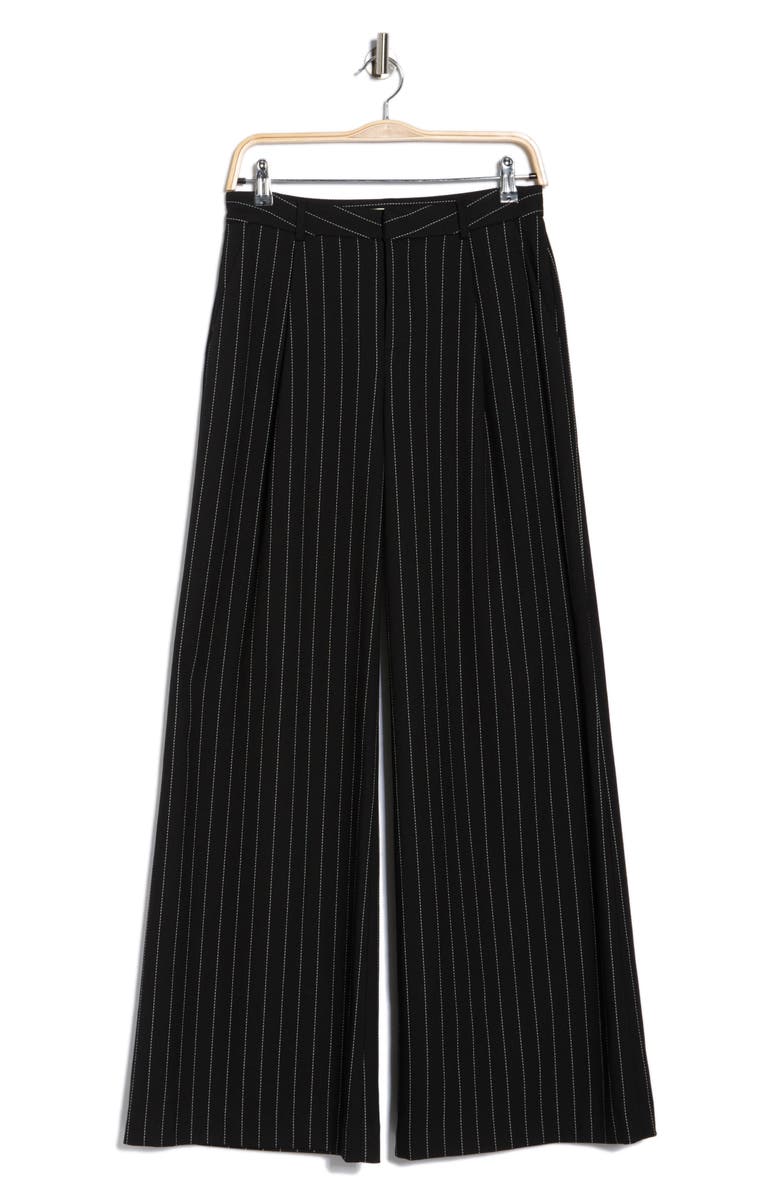 L'AGENCE Allanah Pinstripe Straight Leg Pants, Alternate, color, Black/ Ecru