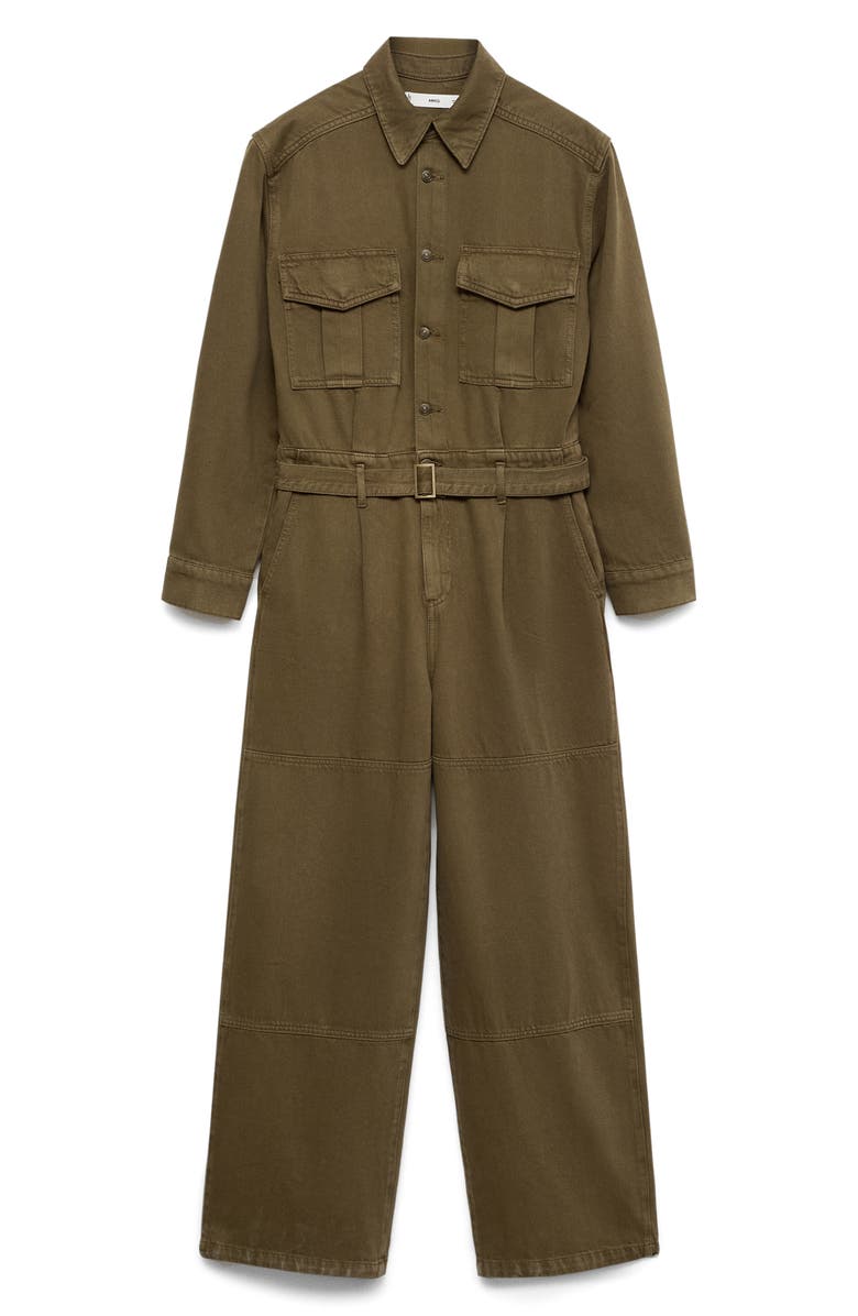 MANGO Sidney Long Sleeve Cotton Utility Jumpsuit, Alternate, color, 