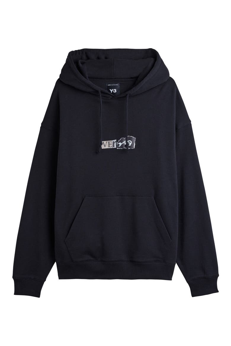 Y-3 Brushed Terry GFX Hoodie, Alternate, color, BLACK
