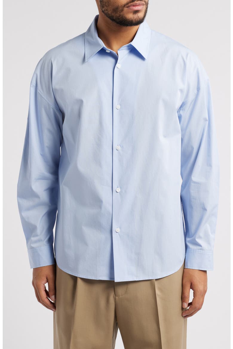 Relaxed Fit Cotton Button-Up Shirt, Main, color, LIGHT BLUE