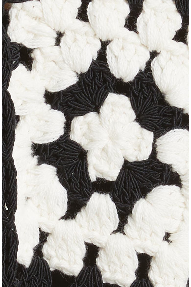 Anderson Crochet Crop Cardigan, Alternate, color, BLACK/ SOFT WHITE