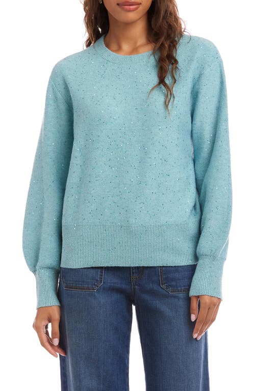 Karen Kane Sequin Crewneck Sweater In Blue