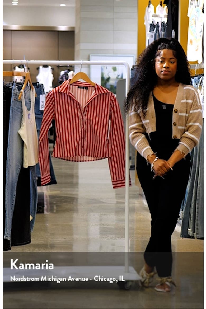 Fitted Stripe Crop Cotton Button-Up Shirt video