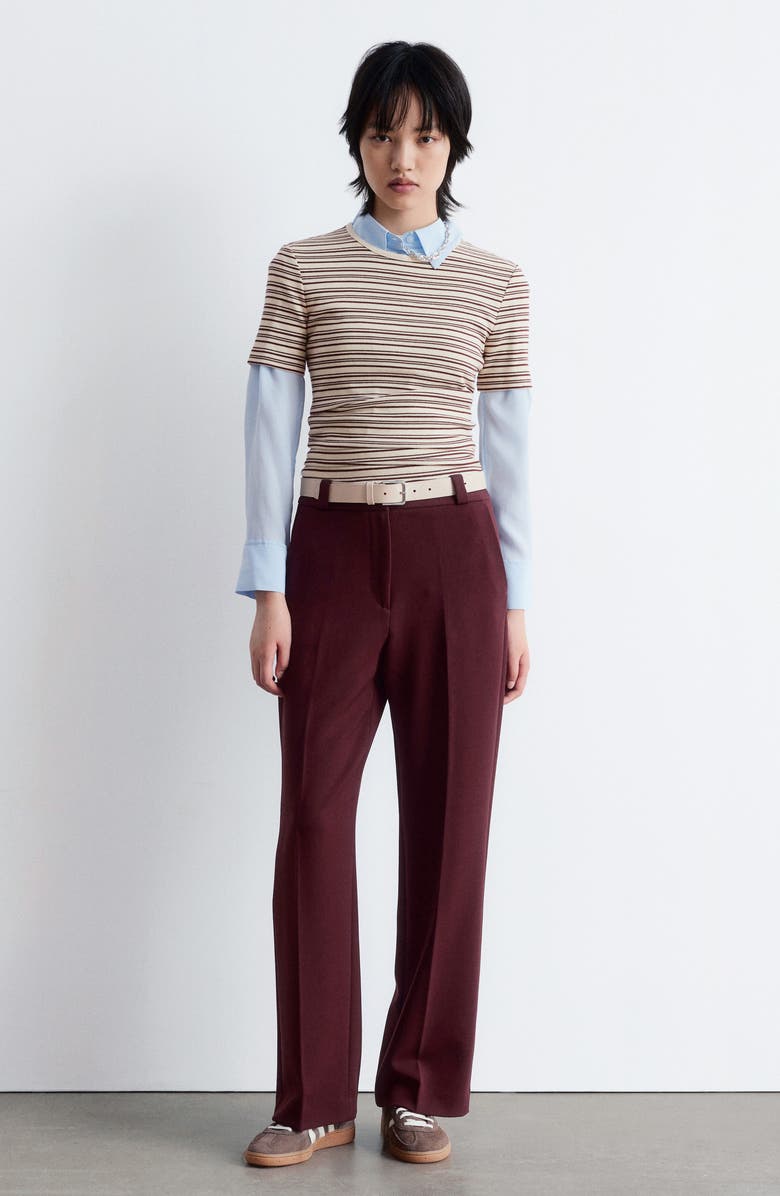 & Other Stories Press Crease Wide Leg Pants, Alternate, color, Red Dark