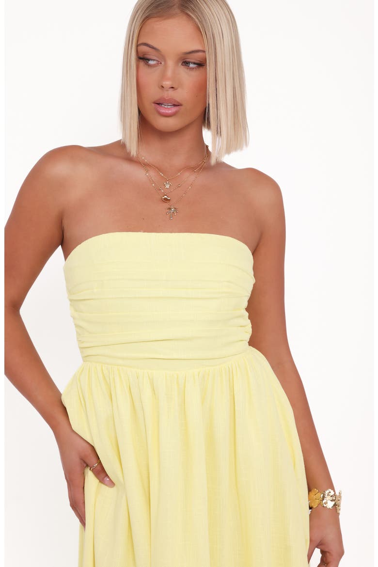 Kayt Strapless Linen Blend Maxi Sundress, Alternate, color, BUTTER YELLOW