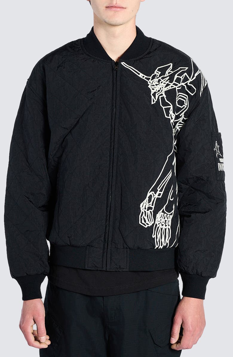 PLEASURES x Neon Genesis Evangelion Humanoid Reversible Bomber Jacket, Main, color, 