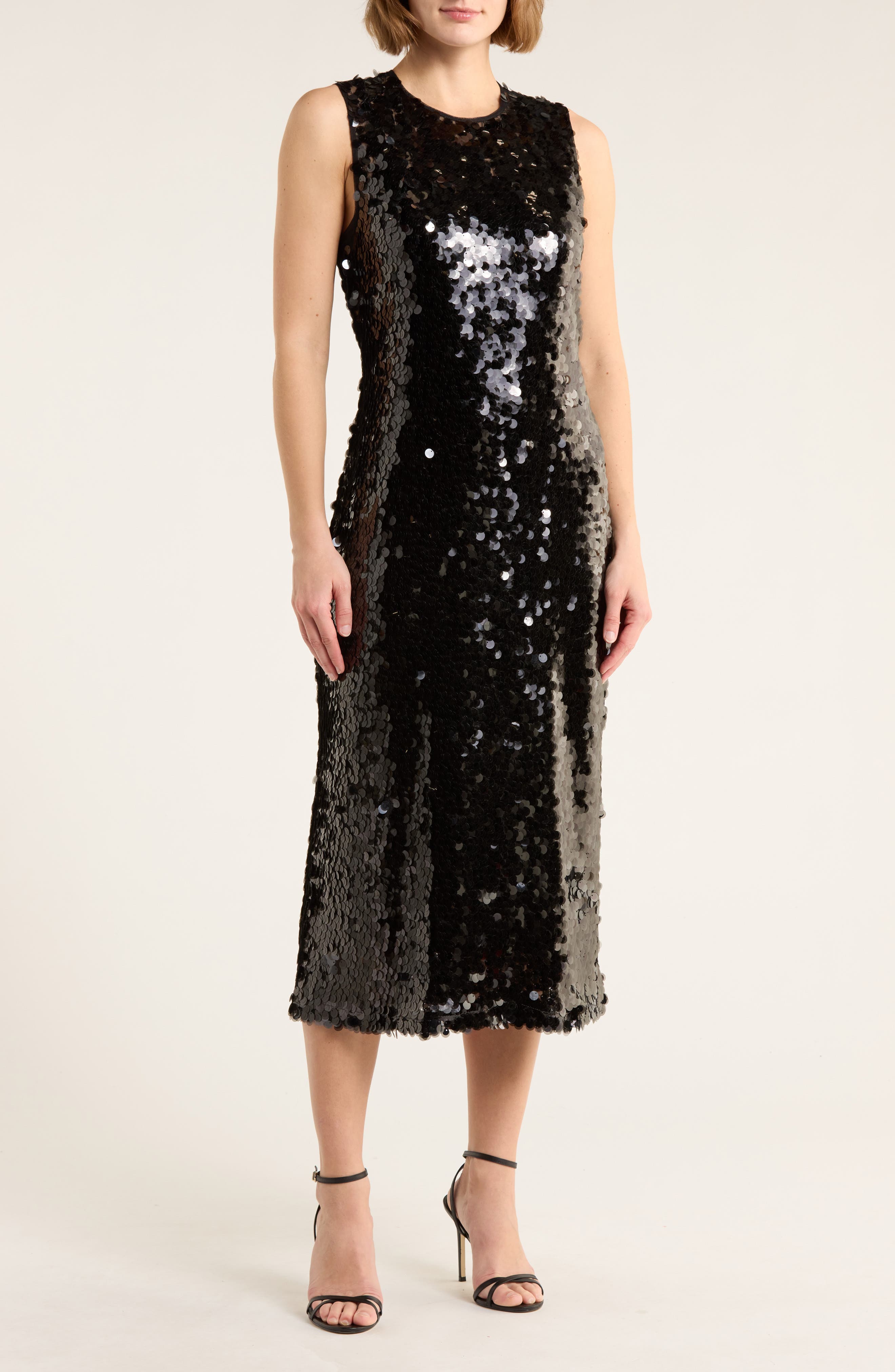 WAYF Sleeveless Sequin Midi Dress