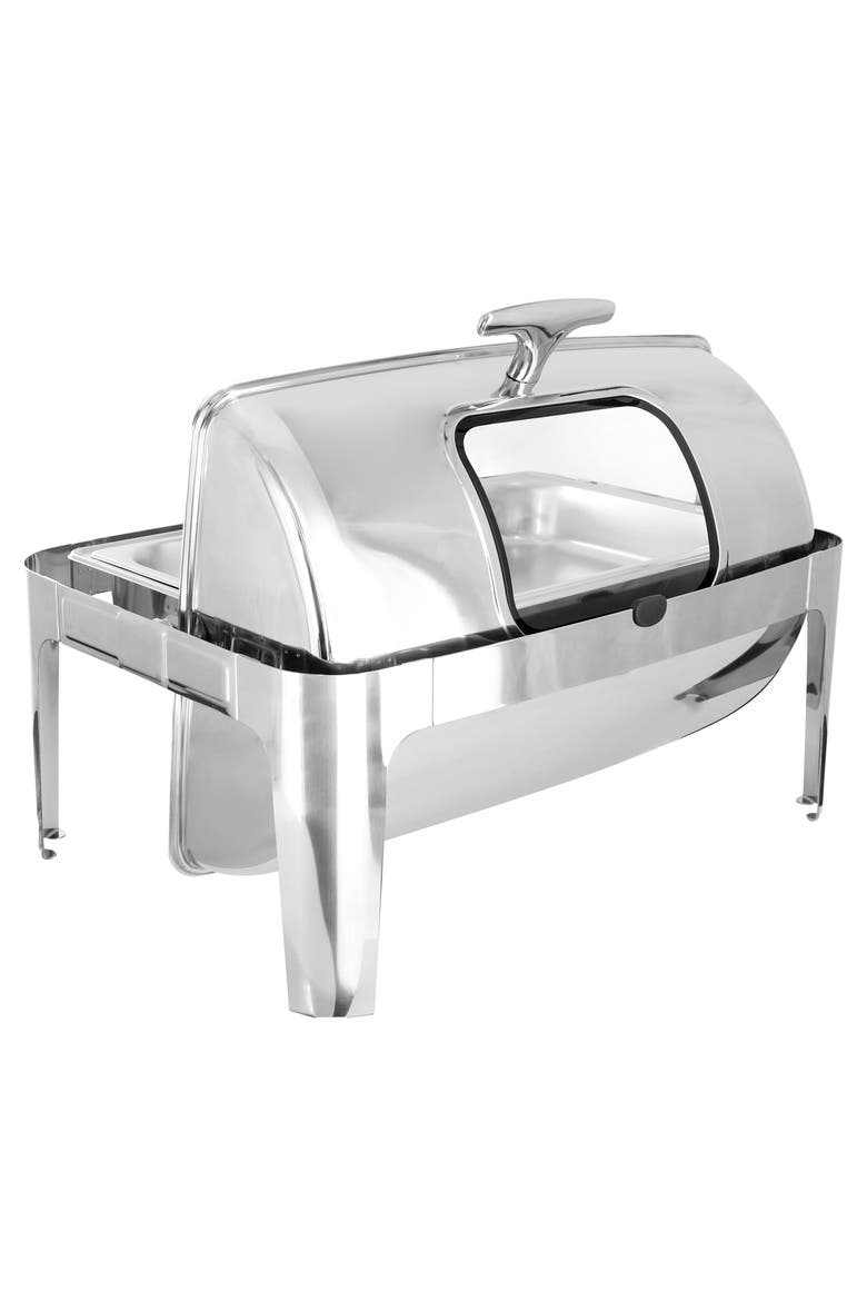 9.5 Quart Oblong Roll Top Stainless Steel Chafing Dish, Alternate, color, Silver