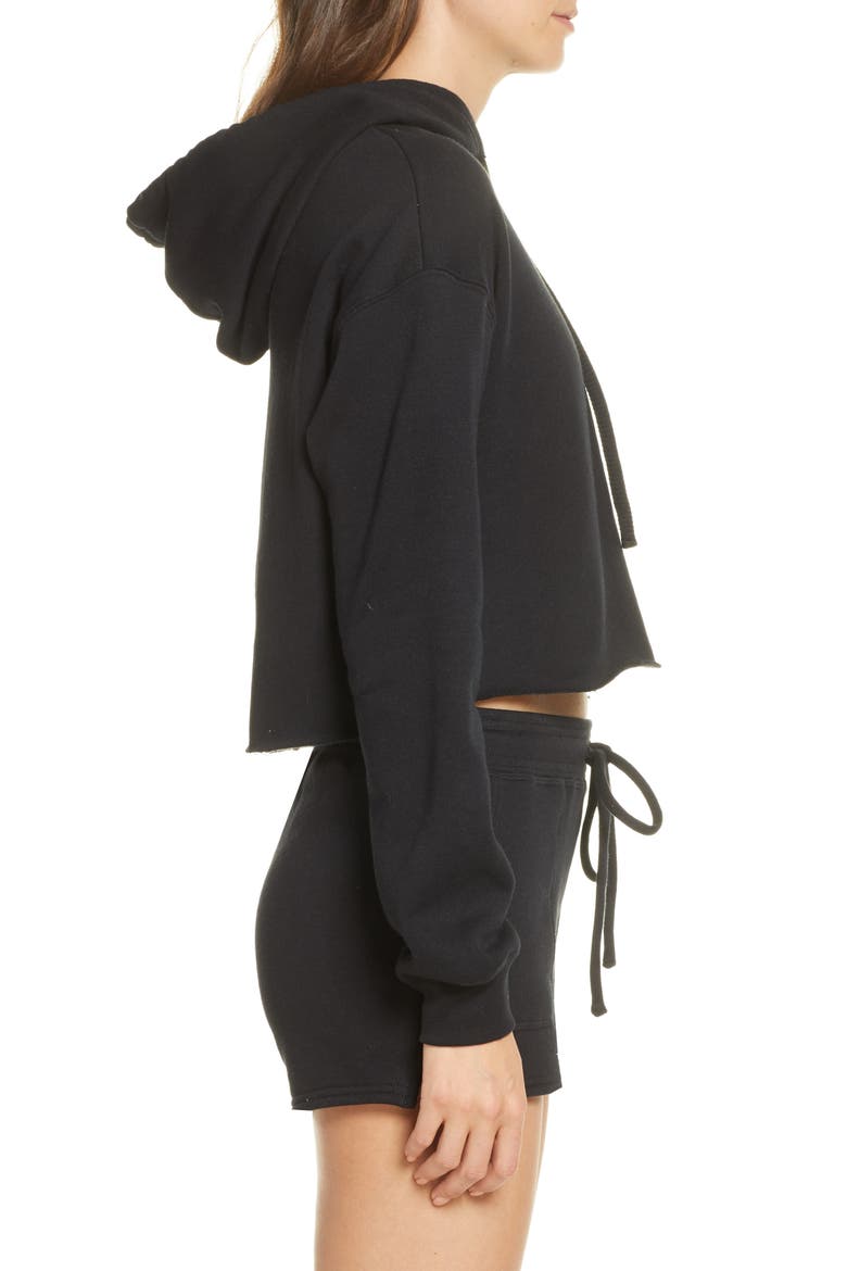 Solid Crop Hoodie, Alternate, color, BLACK