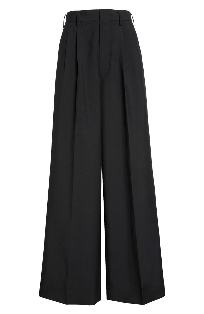 Junya Watanabe High Waist Pleated Wool & Mohair Wide Leg Pants, Alternate, color, Black