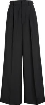 Junya Watanabe High Waist Pleated Wool & Mohair Wide Leg Pants