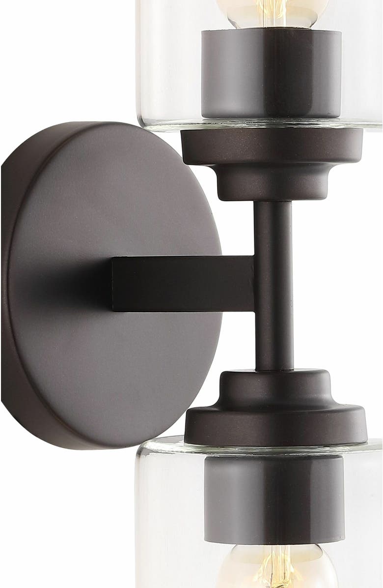 JONATHAN Y Giles 2-Light Farmhouse Industrial Iron Cylinder LED Sconce, Alternate, color, Oil Rubbed Bronze