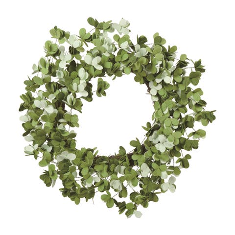 22.05 Inch Multicolor Spring Floral Clover Wreath for Home Decor and Seasonal Celebrations