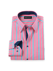Paul Fredrick Cotton Buttondown Collar Broadcloth Classic Contrast Trim Button Cuff Long Sleeve Shirt