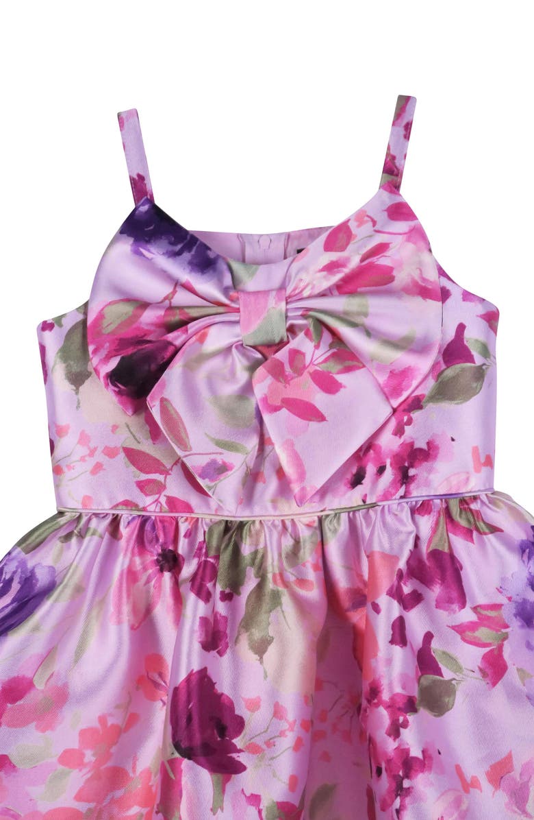 Zunie Kids' Bow Floral Party Dress, Alternate, color, Orchid