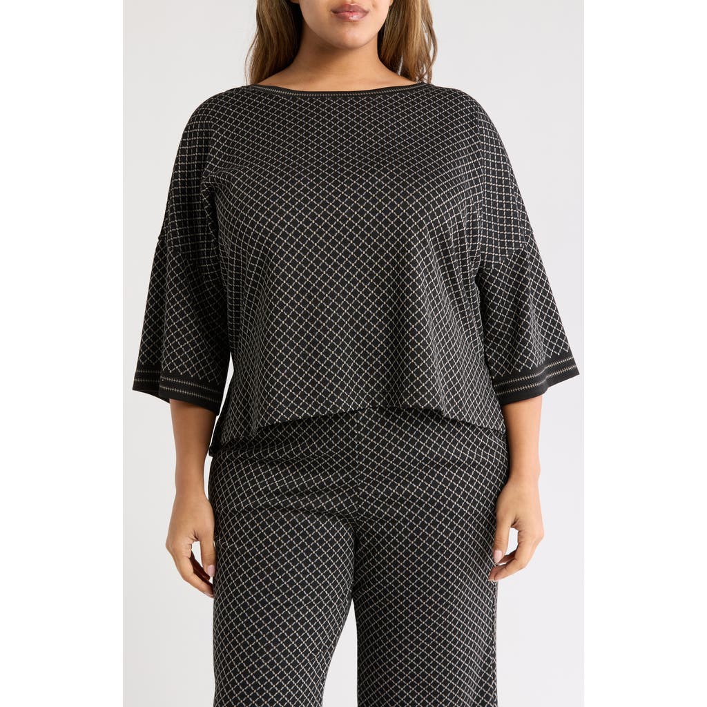 Max Studio Double Knit Top In Black