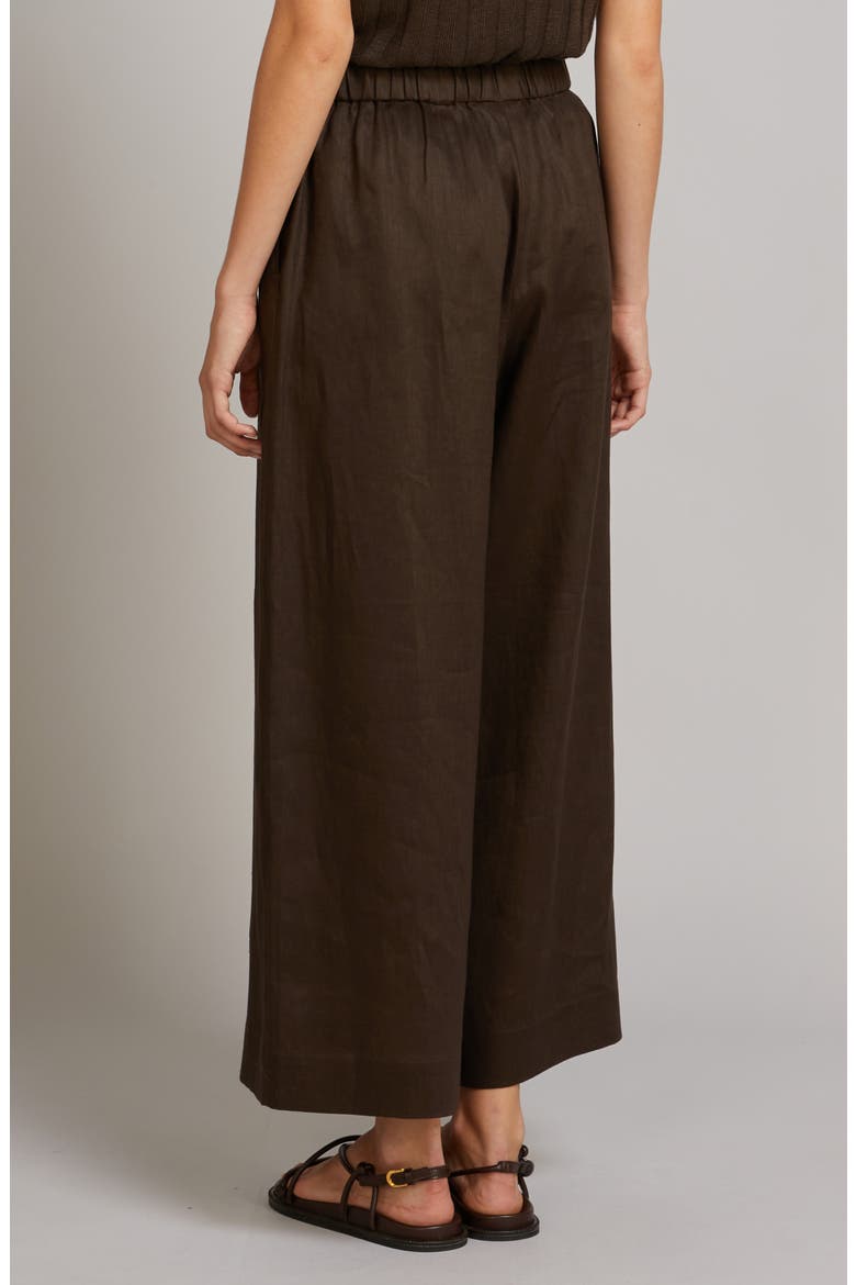 Canneti Wide Leg Linen Pants, Alternate, color, DARK BROWN