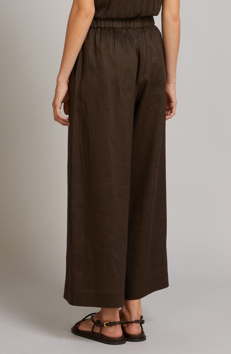 MM by Max Mara Canneti Wide Leg Linen Pants, Alternate, color, Dark Brown